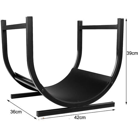 Porte Bûches de Cheminée en Métal Grande Capacité Support de Stockage de Bois Intérieur Extérieur Range Bûches Charge 30 kg