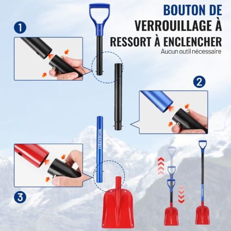 Pelle à Neige en Aluminium Réglable avec Manche Télescopique et Sac de Rangement