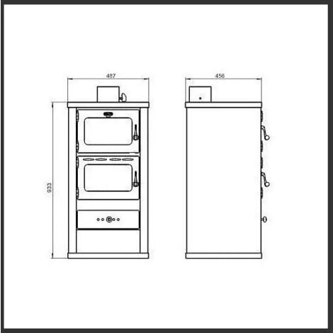 Poêle à bois avec four. Puissance de chauffage de 12 kW. Modèle "Prity FM"