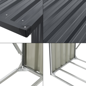 Abri-bûches extérieur acier galvanisé 156×80×152 cm gris anthracite