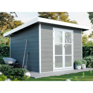 Abri de jardin composite SINTRA 9 m² gris clair – Moderne et résistant